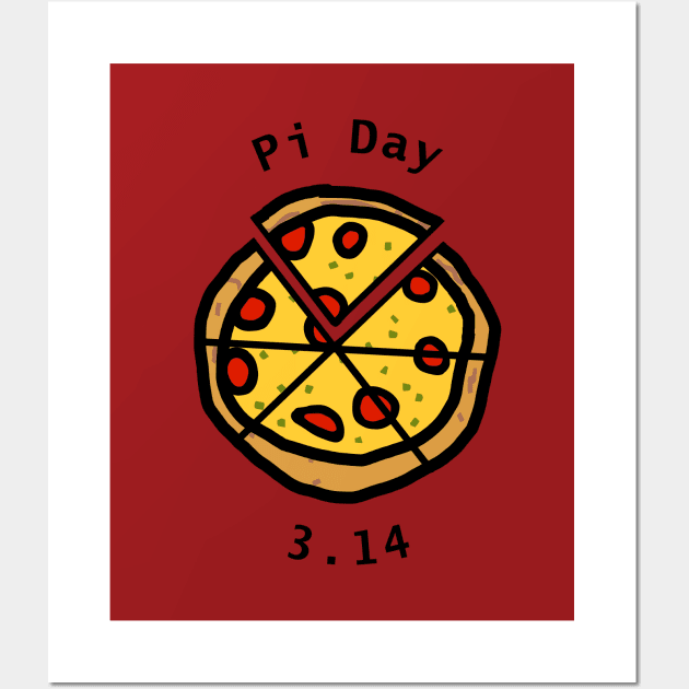 Pi Day 3.14 with Pizza Wall Art by ellenhenryart